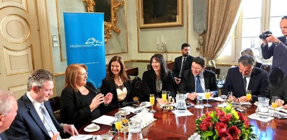 16/02/2019: Η Υπουργός Τουρισμού, Έλενα Κουντουρά, επίτιμο μέλος του ΔΣ του Mediterranean Tourism Foundation, μετά από πρόταση της Προέδρου της Μάλτας ΑΕ Marie-Louise Coleiro Preca