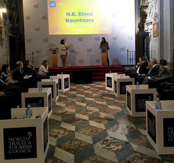 6/4/2019: Η Υπουργός Τουρισμού Έλενα Κουντουρά παρουσίασε το Στρατηγικό Σχέδιο της Ελλάδας για την επόμενη μέρα του τουρισμού στην Παγκόσμια Συνδιάσκεψη του WTTC στη Σεβίλλη της Ισπανίας