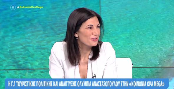 29/07/2022 – Ολ. Αναστασοπούλου στην «Κοινωνία Ώρα MEGA»: Στόχος η χρονική και χωρική επιμήκυνση της τουριστικής περιόδου