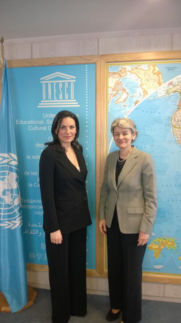 27/03/2014: Συνάντηση της Υπουργού Τουρισμού κυρίας Όλγας Κεφαλογιάννη με τη Γενική Διευθύντρια της UNESCO Ιρίνα Μπόκοβα